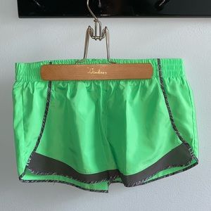 Green workout shorts